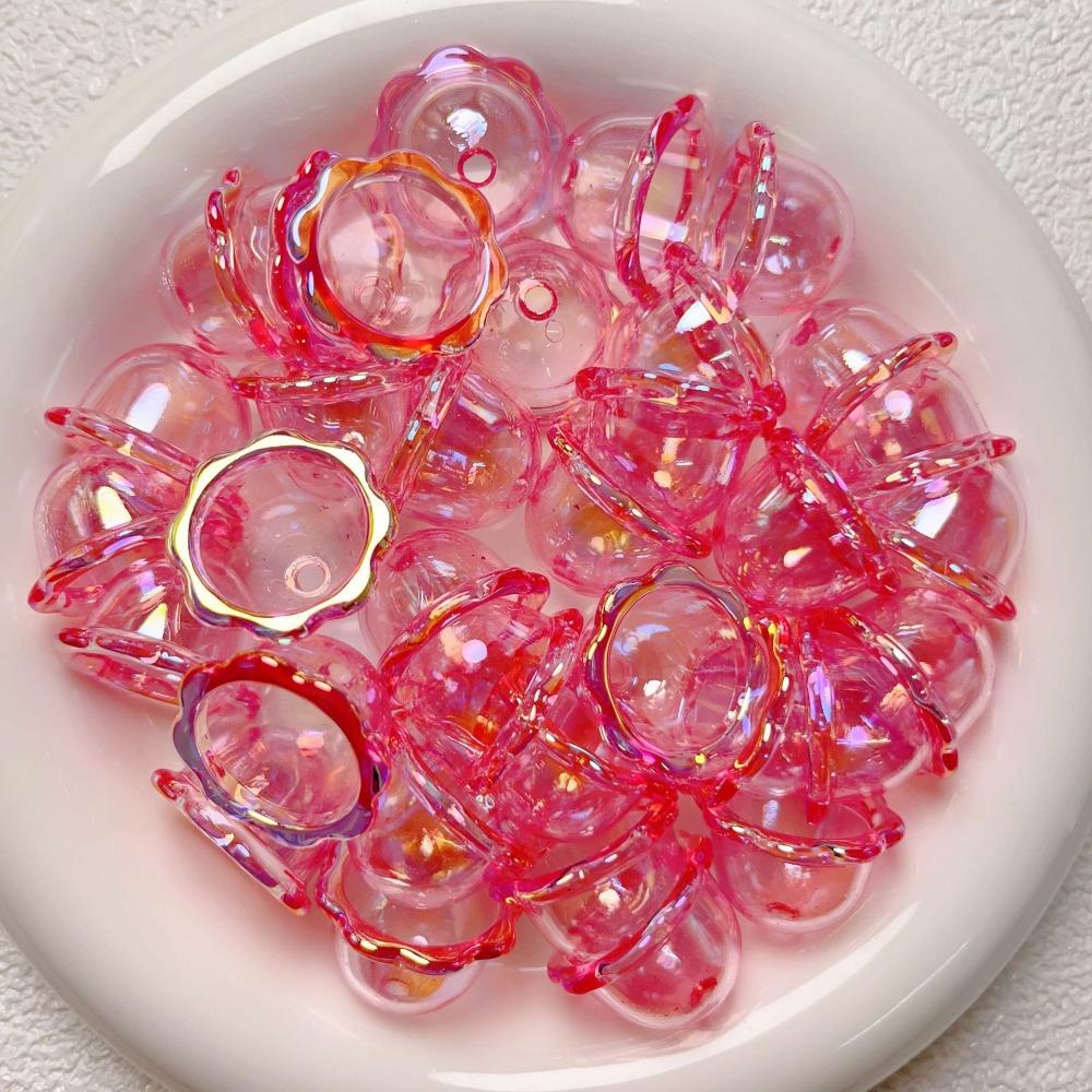 10pcs DIY Flower Bead Caps Transparent Keychain Pendant New Petal Charms Beads  Earring Jewelry