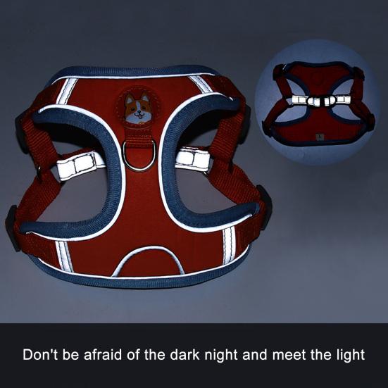 1 Set Dog Collar Adjustable Reflective Faux Suede Comfortable Pet Dog Harness Vest Walking Leash Pet Supplies