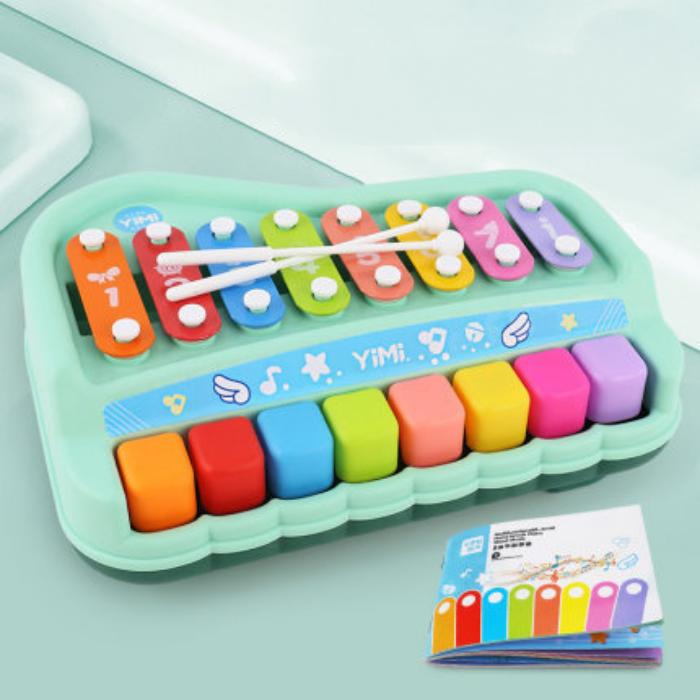 

Puzzle Music Piano Toy Eight-tone Knockhorn Baby Two-in-One Xylophone Musical Instrument 8 Months Infant Children зелёный