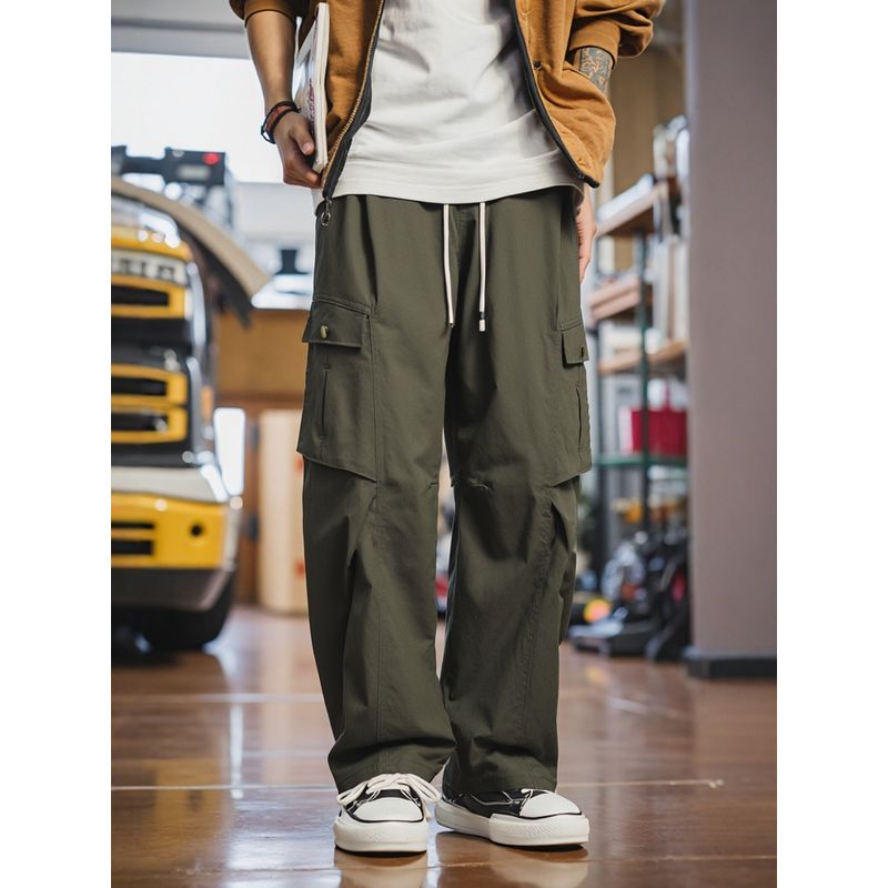 American Retro Mountain-Style Functional Wide-Leg Work Pants for Men, Spring and Autumn Loose Pants, Export Men's Casual Long Pants