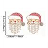 Pearl Adorned Christmas Earrings Rhinestone Decorated Cartoon Dangle Earrings  Xmas Gifts