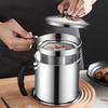 1.4L Bacon Grease Container with Fine Mesh Strainer Stainless Steel Oil Container Can Oil Filter Pot Kitchen Oil Storage Can