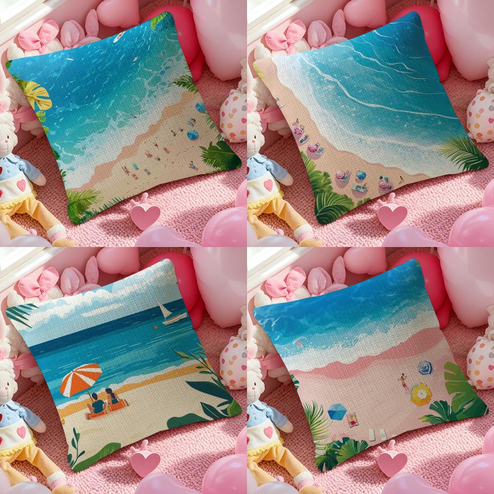 Beach Holiday Beach Style Home Pillow Case Pattern Printed Pillowcase for Living Room Sofa Cushion Cover Bedroom Decor