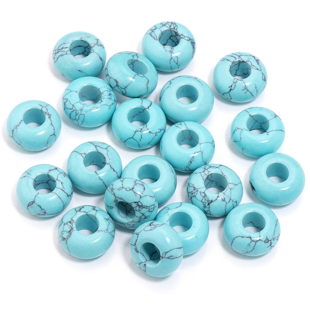 6pcs 14x8mm Natural Stone Beads Amethyst Tiger Eye Agate Jade Abacus Shape Big Hole Loose Beads for Jewelry Making DIY Bracelets