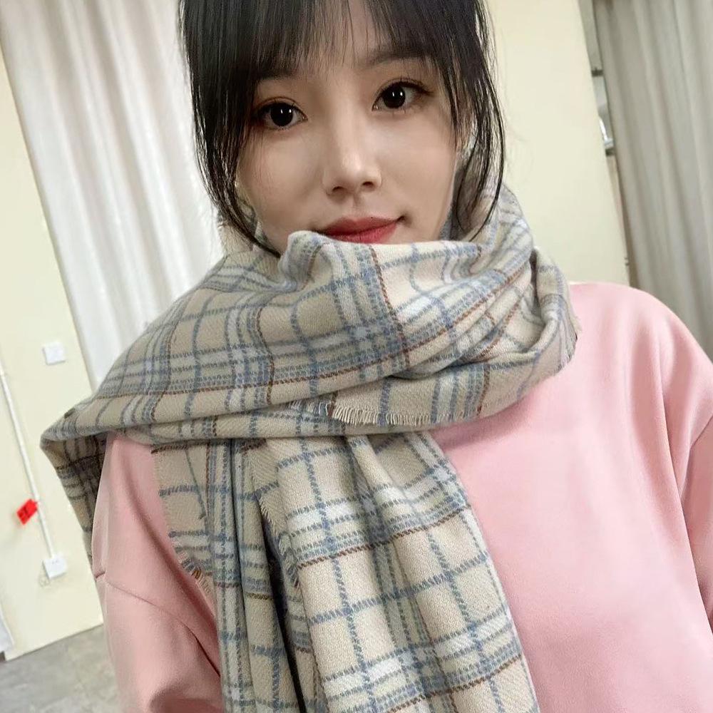 Sciarpa a Quadri Invernale da Donna, Stile Giapponese-Coreano Carino, Versatile Scaldacollo Caldo a Sciarpa
