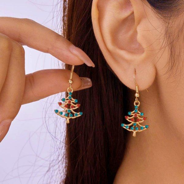 Creative Christmas Element Earrings for Women Santa Claus Snowflake Elk Bells Drop Earrings Aesthetics New Year Jewelry Gift