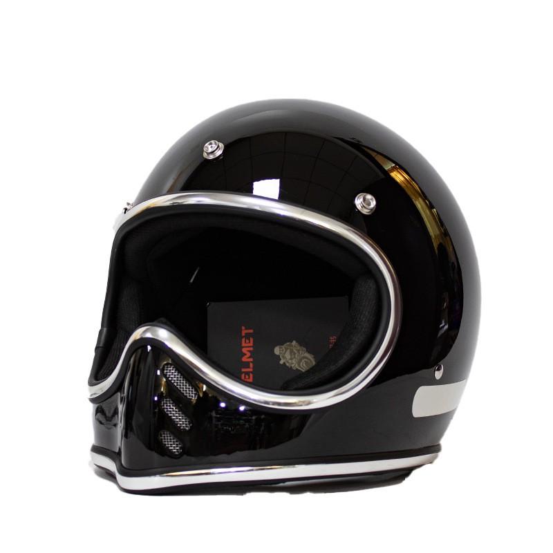 Vintage Japanese Style Full Face Motorcycle Helmet Fiberglass Cruiser Scooter Adult
