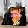 Angel Explorer Girl with Map Print Flannel Blanket, Cloudy Sky Throw Blanket