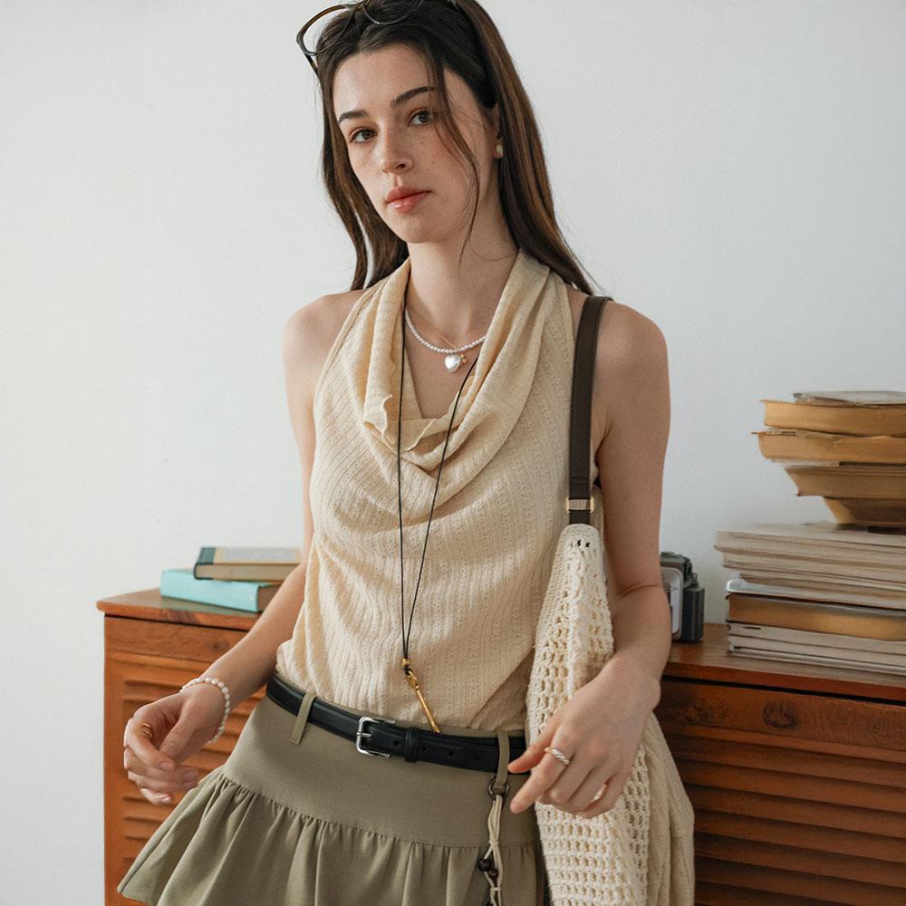 Deondeulob Dd_Sleeveless Drape Top And Cardigan Knit Set_2Color