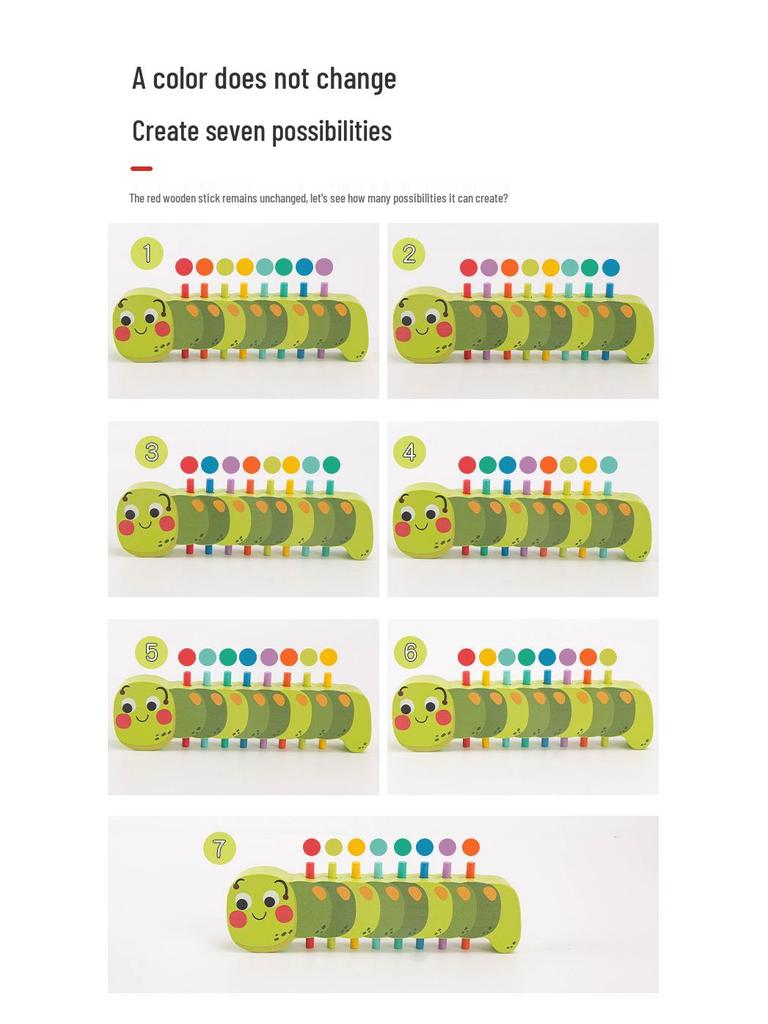 Caterpillar Color Matching Puzzle for Ages 3-6 – Montessori Early Education Toy