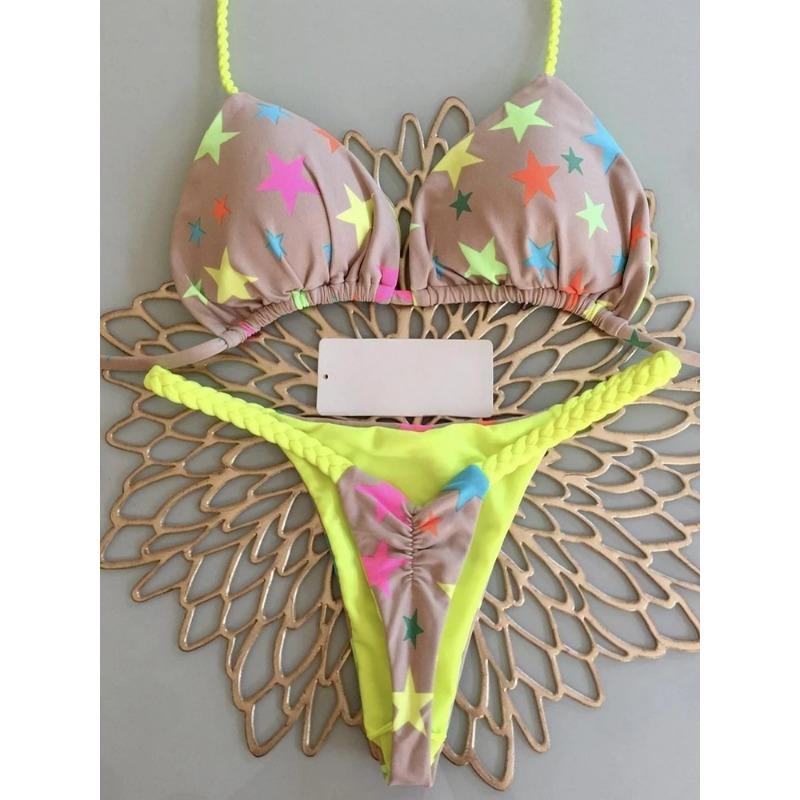 Stroje kąpielowe Damskie Leopardzi Wzór Brazylijski Zestaw Bikini Seksowny Strój Kąpielowy Stringi Dwuczęściowy Strój Kąpielowy Damski 2025 Odzież Plażowa