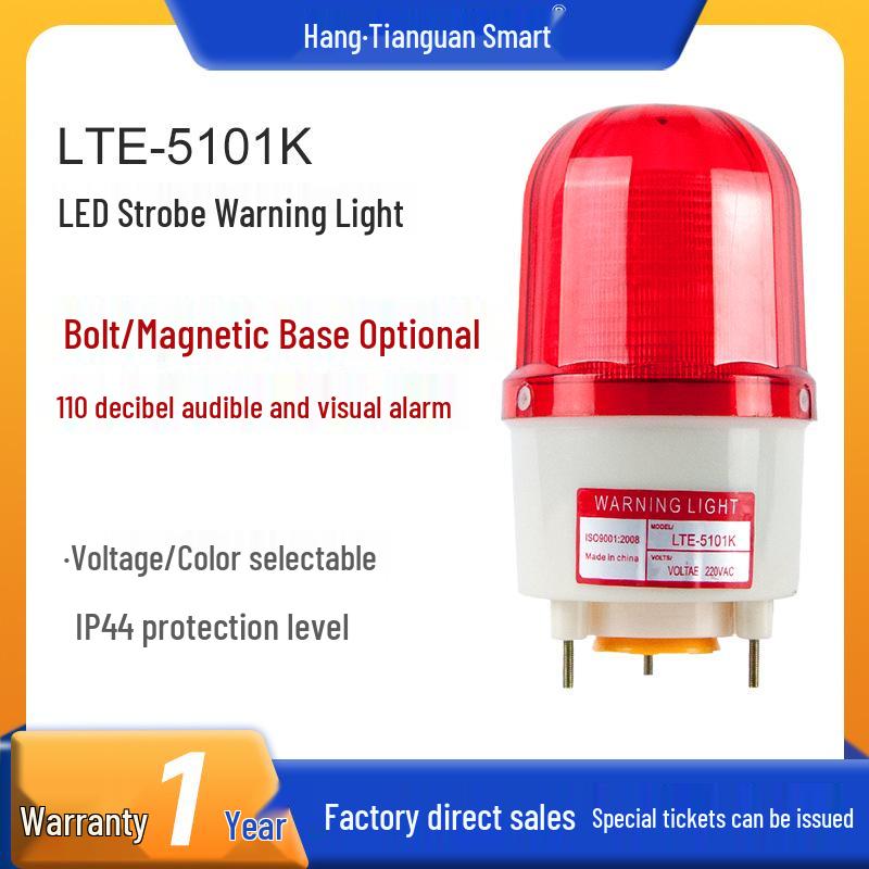 LTE-5101K LED Strobe and Sound Alarm, 24V/220V Red with Sound DC12V