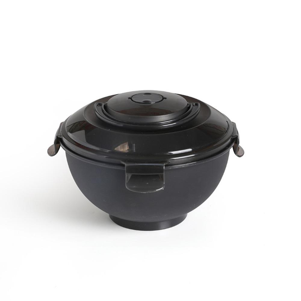 Leak-Proof Ramen Bowl with Dome Lid Lunch Box Household Soup Bowl Salad чёрный