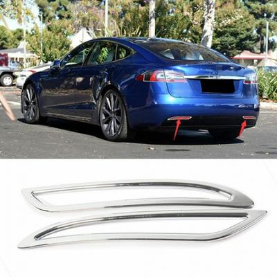 Chrome ABS Rear Fog Lamp Light Strip Trim 2PCS Fit For Tesla Model S 2012-2021