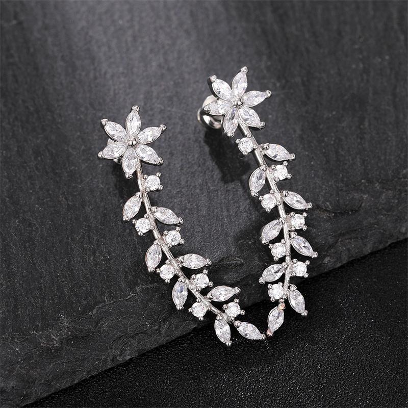 Huitan Trendy Flower Earrings for Women Full Paved Sparkling Cubic Zirconia Temperament Sweet Ear Accessories Fancy Gift Zircon