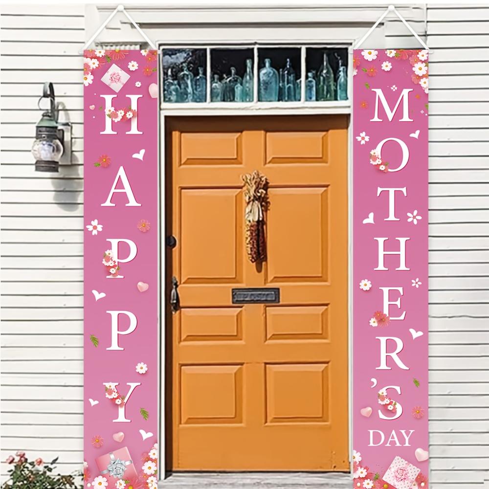 Mother's Day Couplet Banner Mother Flowers Hearts 1 Pair Polyester 180x30cm Indoor Outdoor Decor
