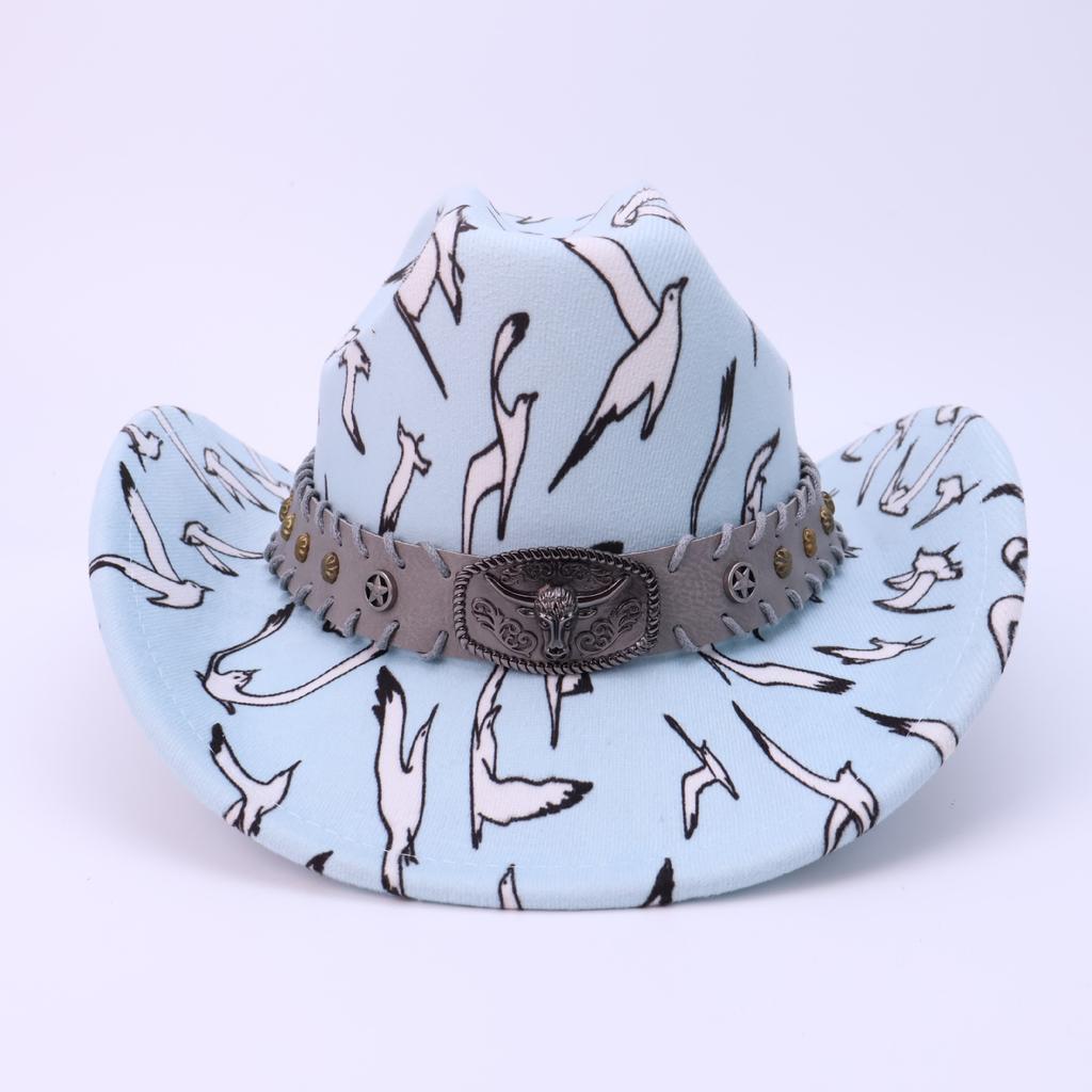 Word top woolen top hat retro bull head accessories western cowboy hat European and American sunshade versatile fashion jazz hat