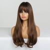 ALAN EATON Long Wavy Synthetic Wigs with Bangs for Black Women African American Ombre Black Brown Cosplay Heat Resistant Hair
