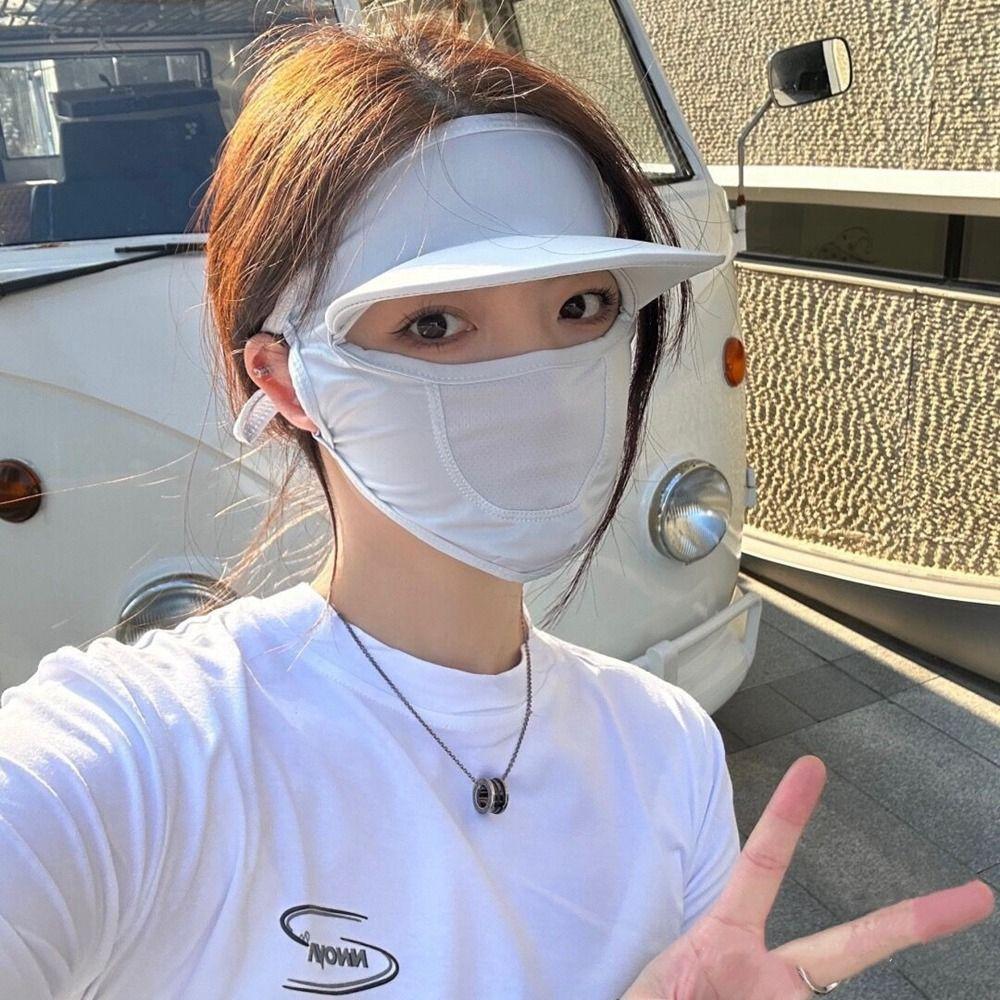 Protection Sunscreen Face Scarf Solid Color Face Cover Womne Sun Hats Face Gini Mask Ice Silk Mask