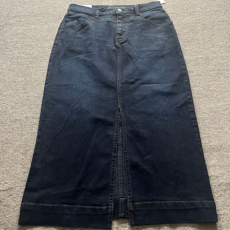

European and American Single Plus Size Women s Split Straight Sheath One-Step Long High Waist Skirt Stretch Washed Denim Skirt Navy blue 6