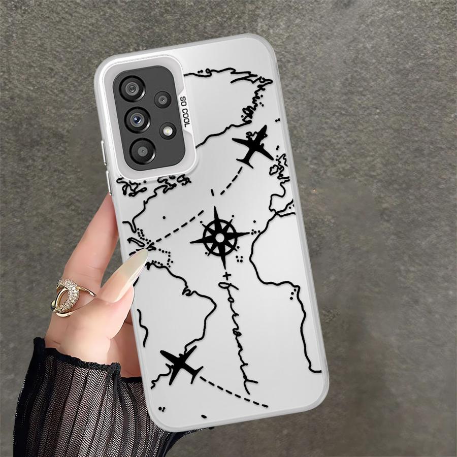 Phone Cover Case for Samsung Galaxy A54 A23 A71 A13 A32 A36 A17 A52 A16 A34 A25 A73 A72 A12 A14 A56 Airplane Route