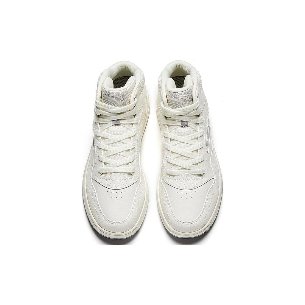 New Anta Cushioned Wear Resistant Slip Resistant High Top Skateboard Shoes Women's Ivory White 922348087-1