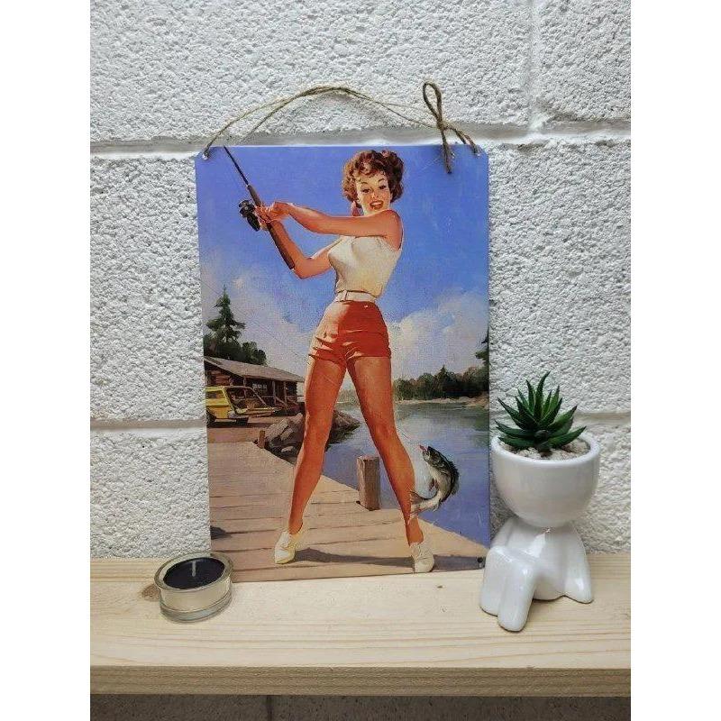 Pin-Up Girl Tin Plates, Garage Workshop Metal Decor 20x30cm