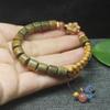 Fragrant Green Sandalwood Barrel Beads Bracelet Golden Wood Chinese Style Women Wooden Jewelry