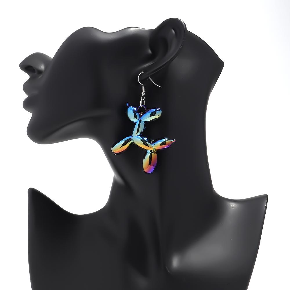 Trendige bunte Acryl-Ballonhund-Hängeohrringe für Damen Mädchen Neue Süße 3D-Welpen-Hängeohrringe Kreativer Schmuck Geschenke