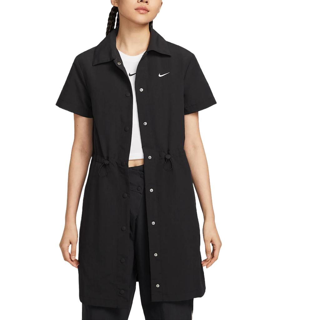 Nike Sportswear Everything Wovens Fashion Simple Beautiful Trendy Short Sleeve Dress Women Dresses Black HJ1145-010