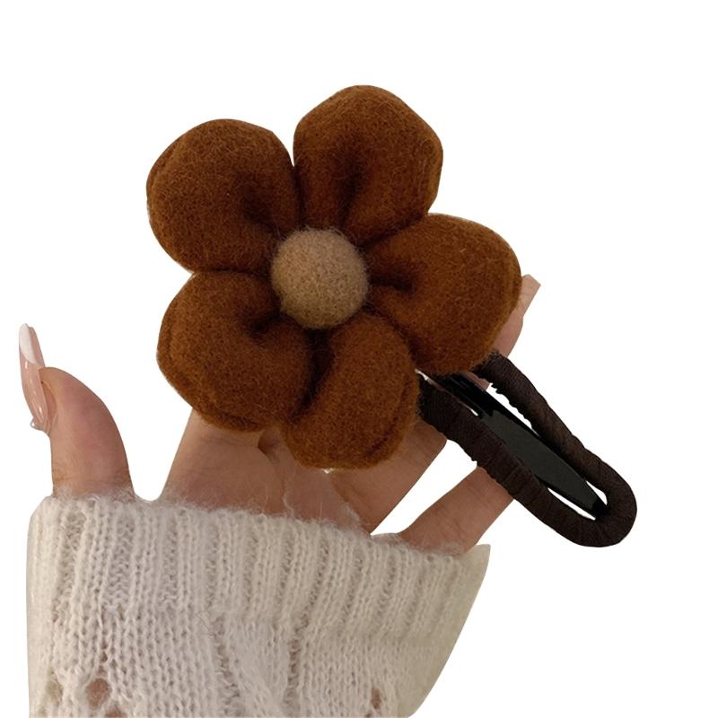 

Cloth Duckbill Flower Shape Hair Clip New Year Headwear for Women Birthday Party Carnivals Theme Non-slip Hairpin 1 темно-коричневого