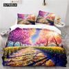 Oil Painting Duvet Cover  Art  Microfiber Landscape Romantic Comforter Cover Bedding for Kids Teen Adults Bedrooms  Decorated Three Piece Set
