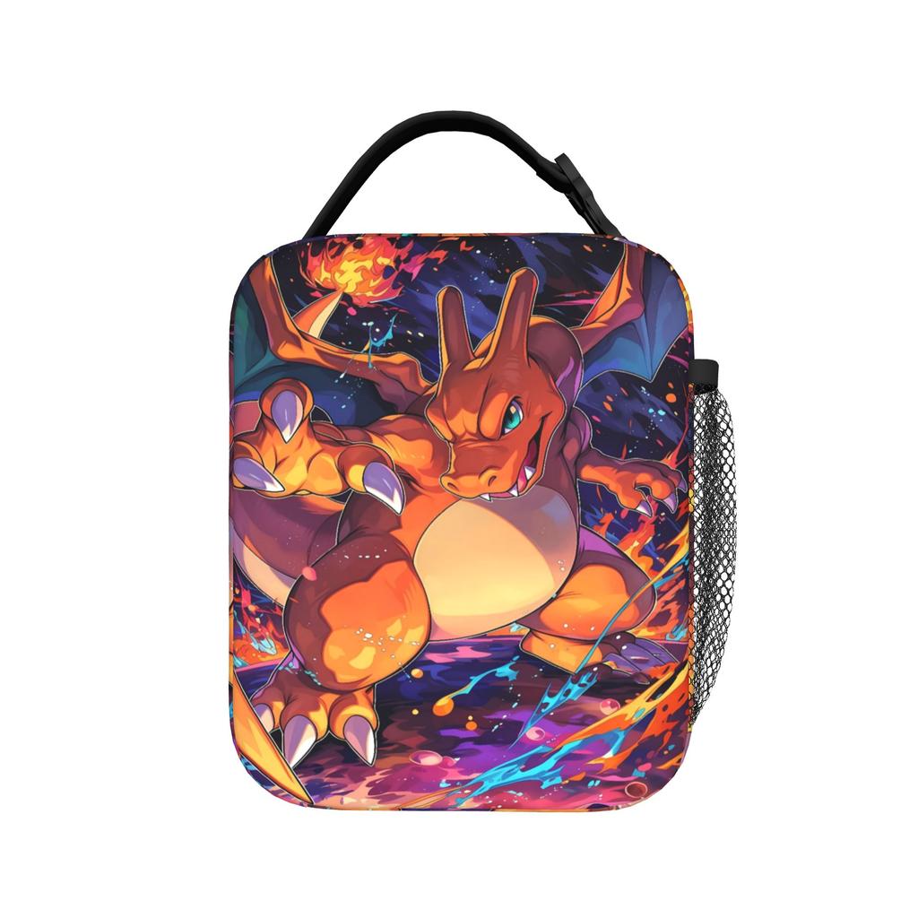Charizard Simple Face Anime Lunch Bag For Child Print Outdoor Picnic Lunch Box Casual Convenient Oxford Cooler Bag