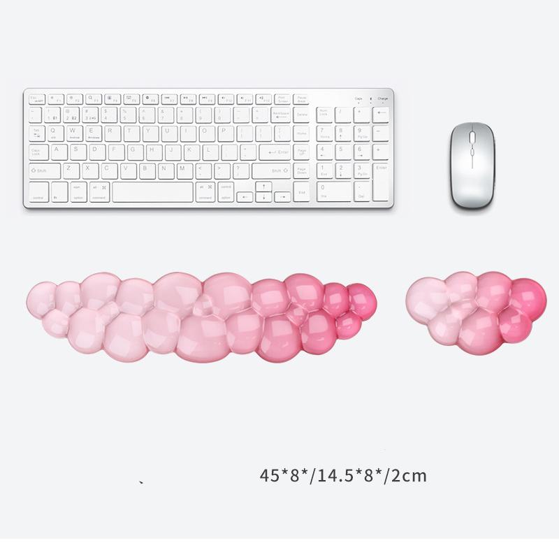 Ergonomic Cloud Silicone Gel Keyboard and Mouse Wrist Rest Set Clear Wrist Rest for Keyboard 60%/68%/75%