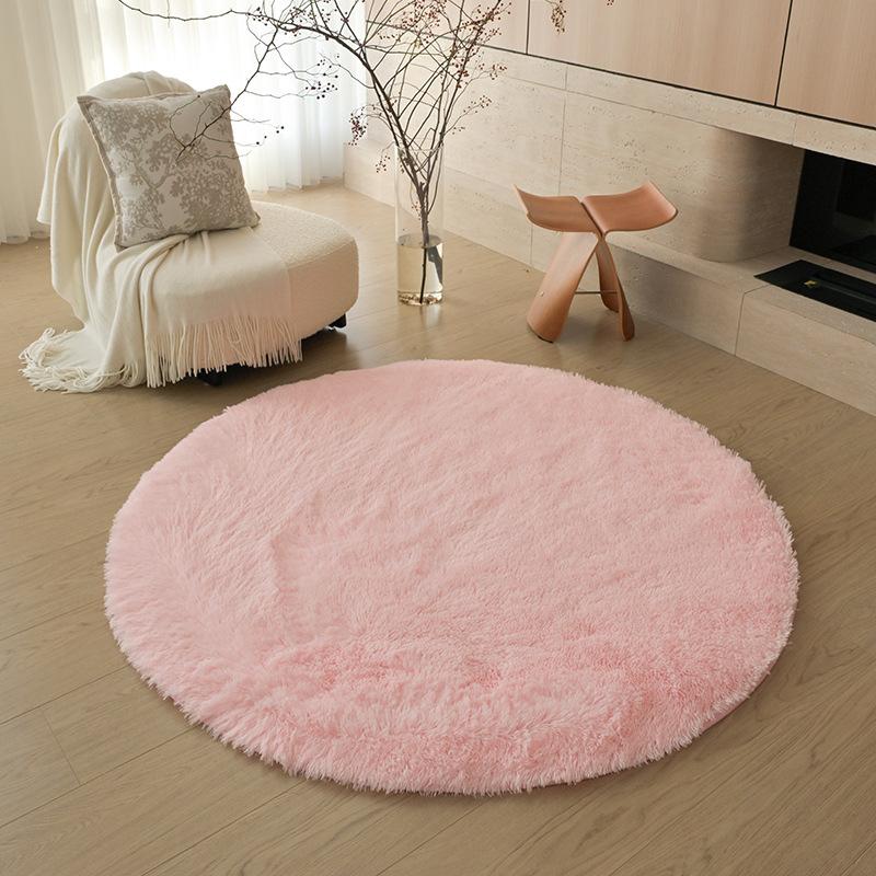 Checkerboard Round Fluffy Shaggy Rug Soft Long Pile Carpet for Bedroom Living Room Plaid Area Rug Kids Room Circular Mat