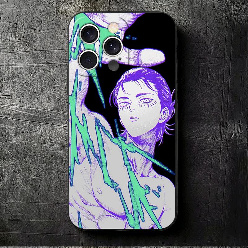 A-Attack On T-Titan Eren Yeager Soft Phone Case for iPhone 16 16E 17 Air 15 Pro Max 14 Plus 13 Mini 11 12 7 Black Cover Back She