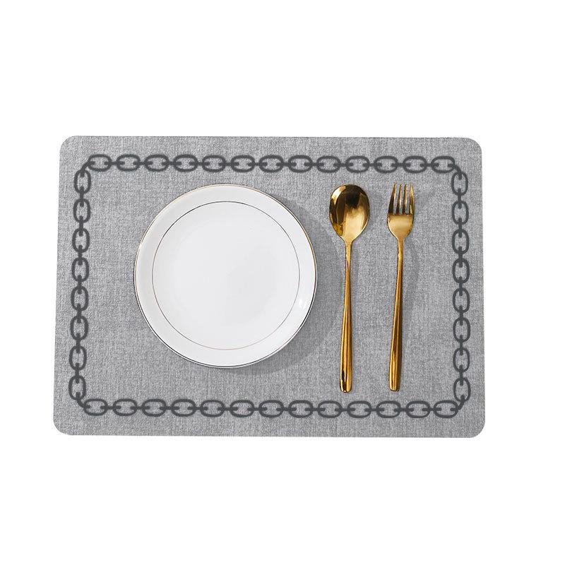 Leather placemat ins wind waterproof thermal insulation mat Nordic creative western food table mat Printable cloth pattern placemat
