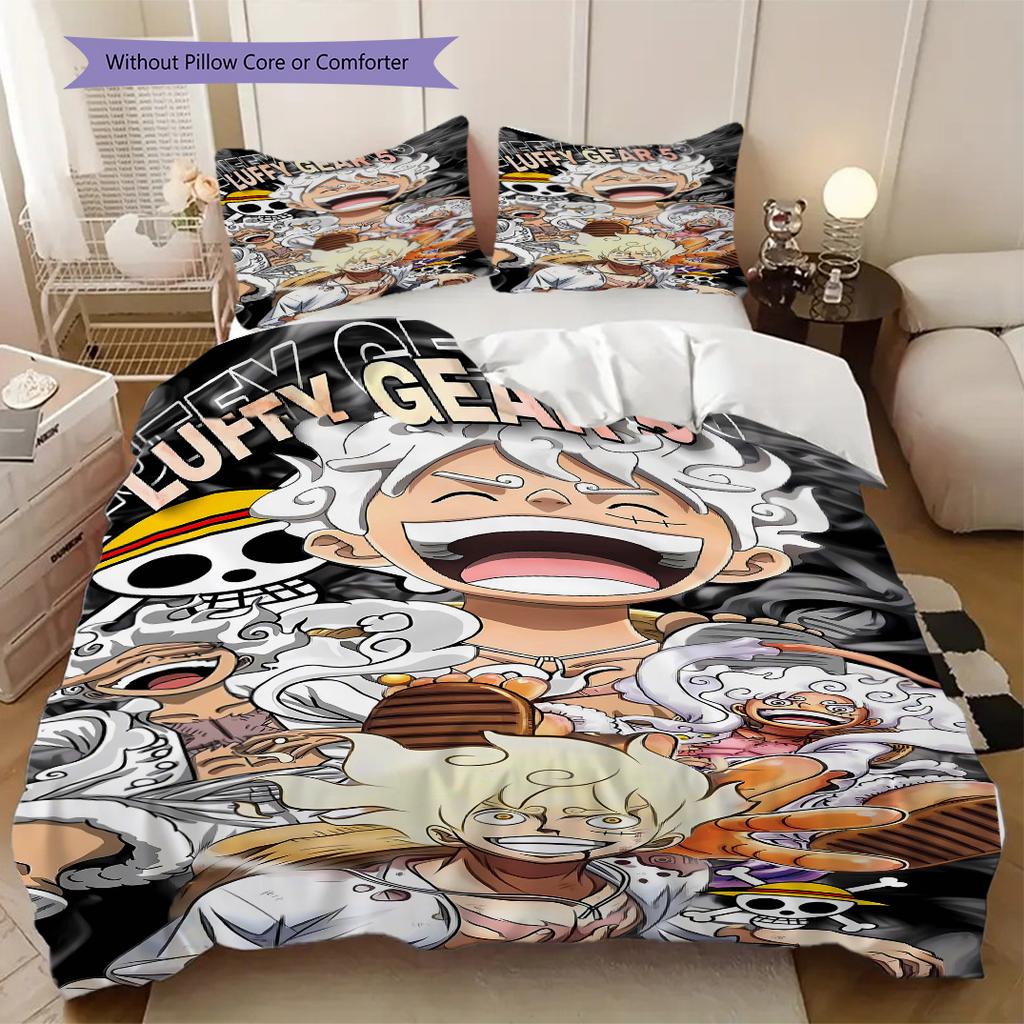 D. Luffy Anime Puzzle Soft Comfortable Duvet Cover, Children's Bedding Set Gift, Various Sizes Available LXR161