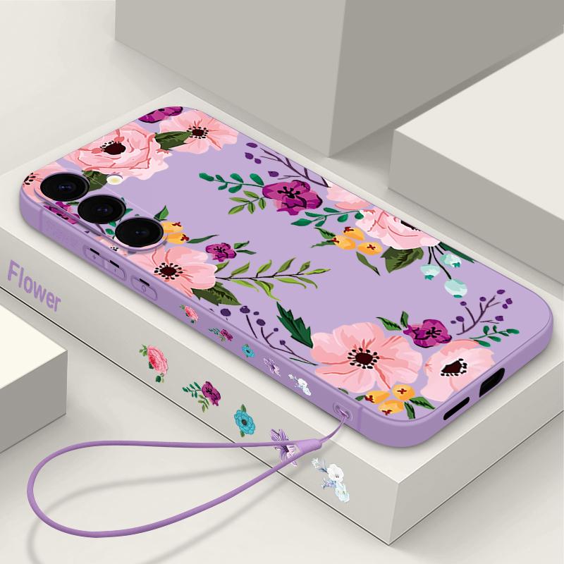 Peony Flower Case For Samsung Galaxy S25 S24 S23 S22 Ultra Plus S24 S21 FE For Magsafe Wireless Charge Magnetic Soft Phone Cover