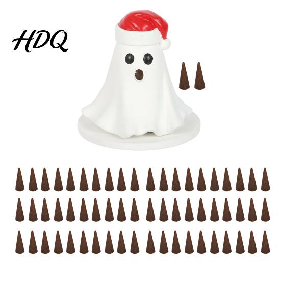 Decorative Resin Figurine Ghost Incense Burner Christmas Hat Holder with Burner for Home Cones Cone Holder Yoga Room Halloween Decor Unique