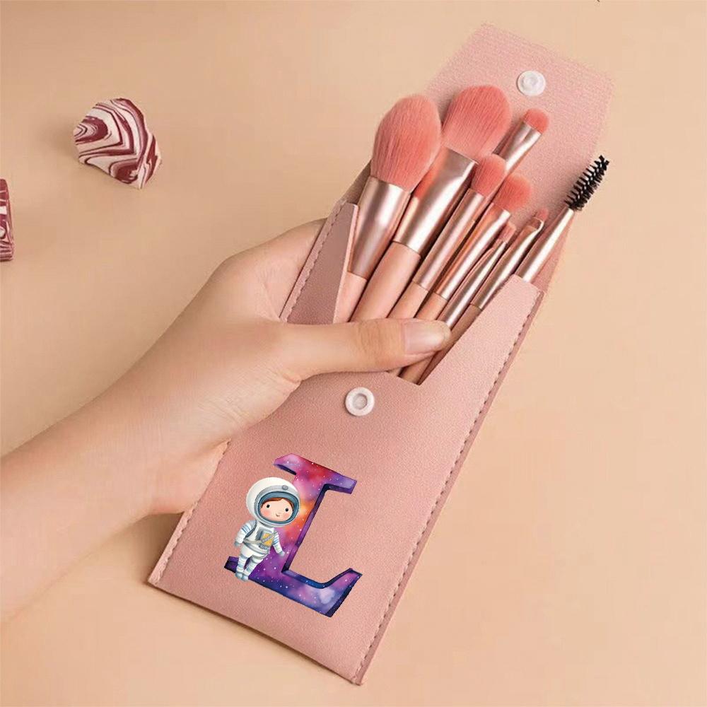 Premium Makeup Brushes Kit 8 Pieces Portable Blush Concealer Eyeshadow Brushes Synthetic Bristles Astronaut Letter Pattern