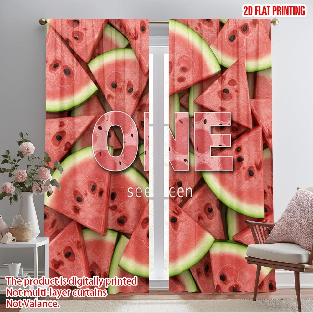 

2pcs 2D flat printing Party Curtains One Summer Fruit 100% Polyester Fabric Without Electricity Festive Wall Decor for gold wall 52.50×116.00 CM 2pcs
