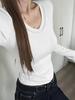 2025 Autumn/Winter Women's V-Neck Slim Fit Long Sleeve Base Layer Top