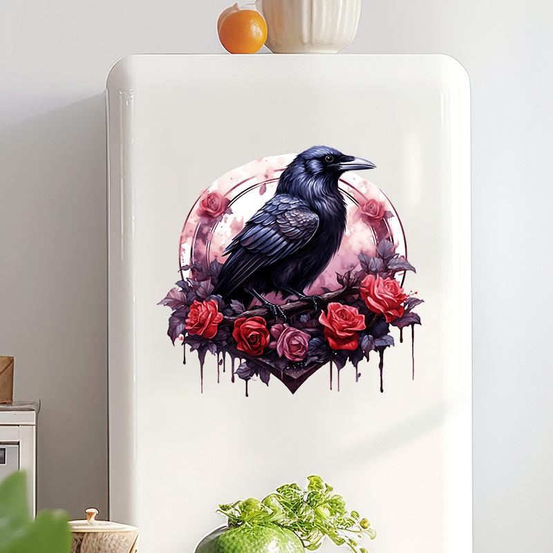 Halloween Crow Stickers for Wall Glass Door Refrigerator Window Spooky Home Decor Scary Party Decoration Peel and Stick Vinyl
