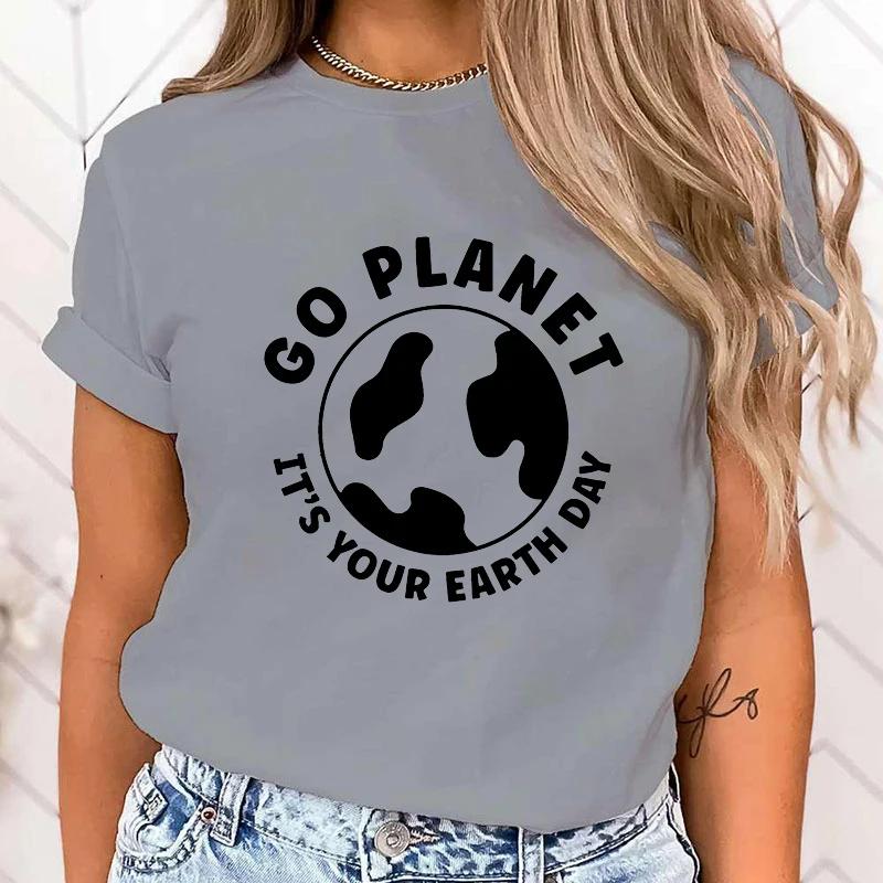 (Premium T-shirt)Funny Protect The Ocean Go Planet It'S Your Earth Day Printed Shirt Women'S Casual Personality T-Shirt Tops