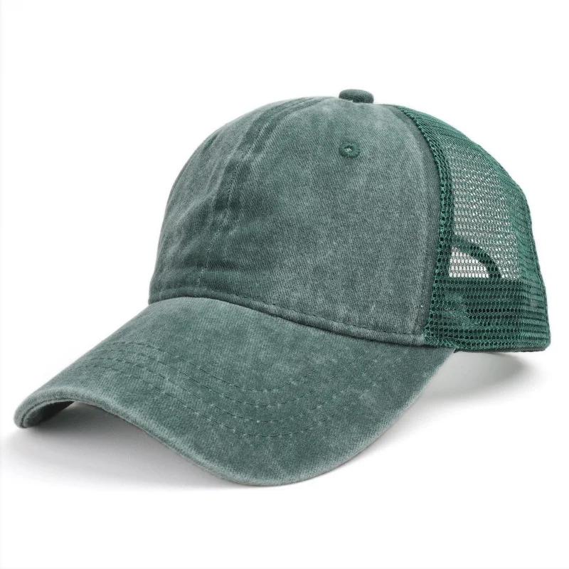 Unisex Washed Cotton Baseball Cap Vintage Solid Color Adjustable Casual Mesh Truck Caps Men Women Summer Outdoor Streetwear Hat