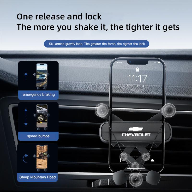 Car Phone Holder Gravity Sensing Air Vent Clip GPS Handset Support For Chevrolet Equinox Trailblazer Bolt Spark Tahoe Z71 Aveo