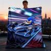 1pc Sonic Racing Outdoor Personalized Flannel Blanket, Soft, Lightweight Personalized Flannel Blanket, Digital Printing,