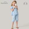 Happy Bear Girls' Summer Cotton Short-Sleeve Set