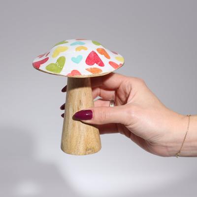 Small Wooden Mushroom Decor Hand Painted Floral